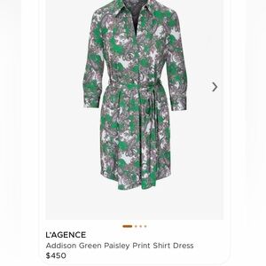 L'AGENCE Addison Green Paisley Long Sleeve Dress